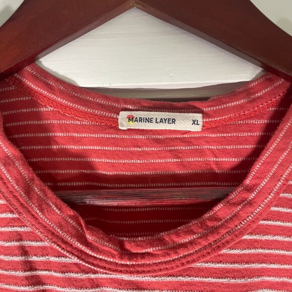 Marine Layer Womens Red Lydia Textured Stripe Tank Top - Picture 2 of 3